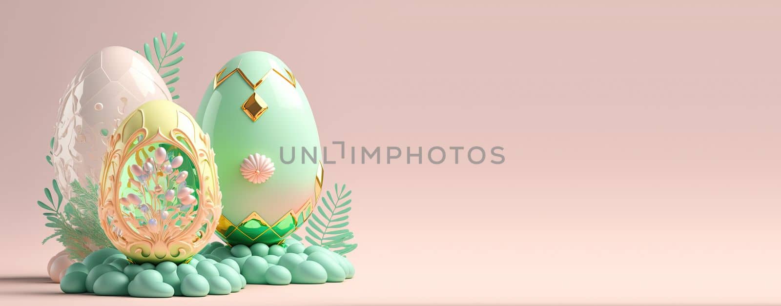 Easter day banner with decorative eggs