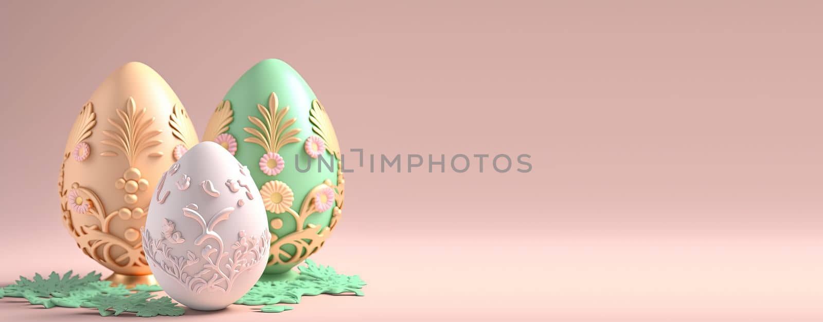 Easter day banner with decorative eggs