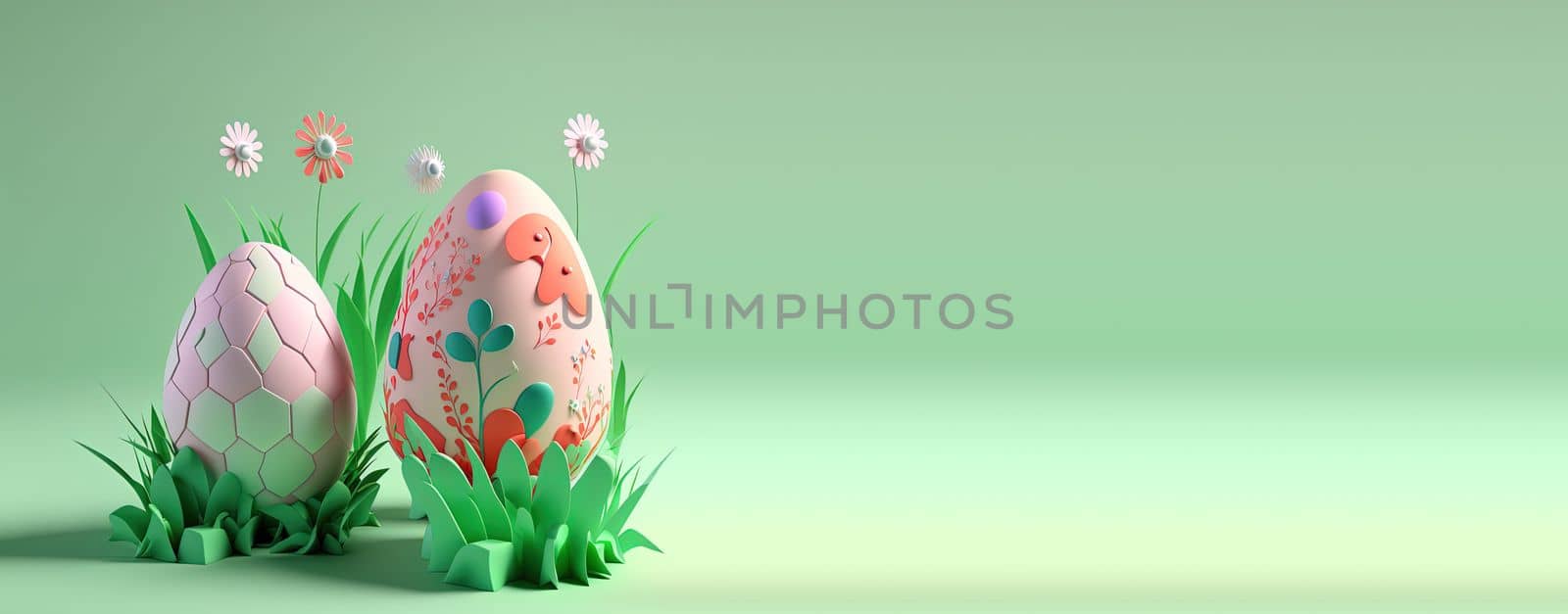 Easter day banner with decorative eggs