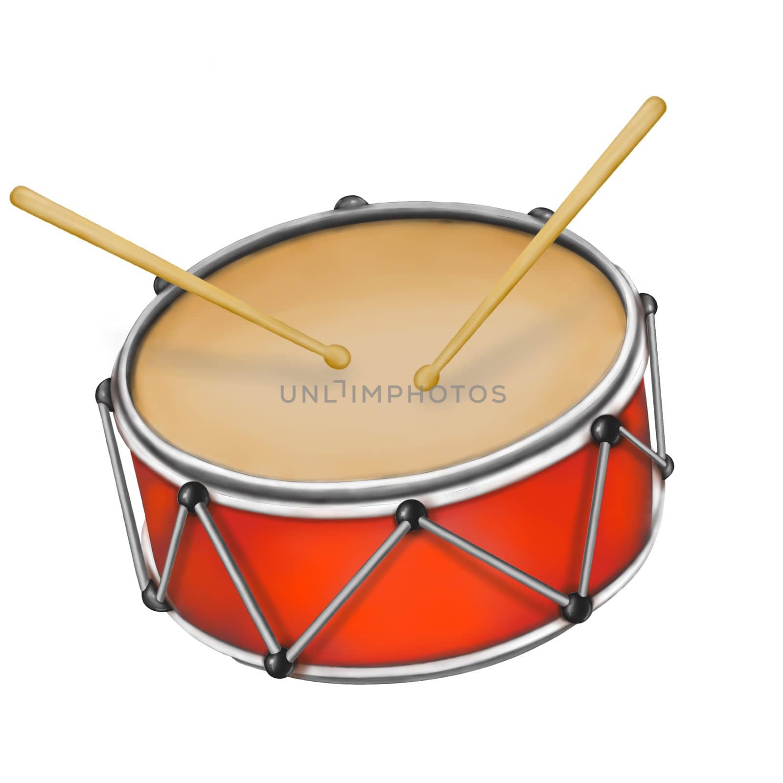 Illustration of a child's drum on an isolated background. Clip art musical instruments. Drum.