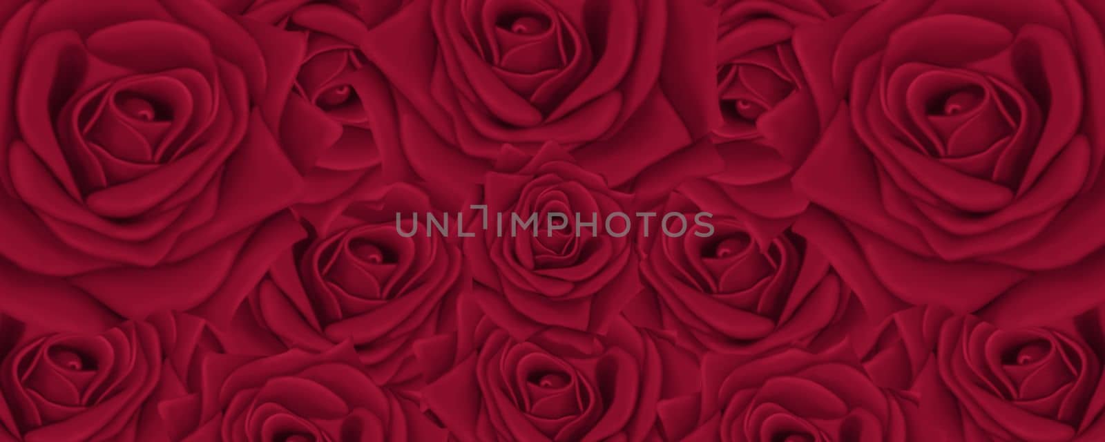 Beautiful red background for postcards and graphic works. Bright roses on a red background. Background, banner, space for text.  by Alina_Lebed