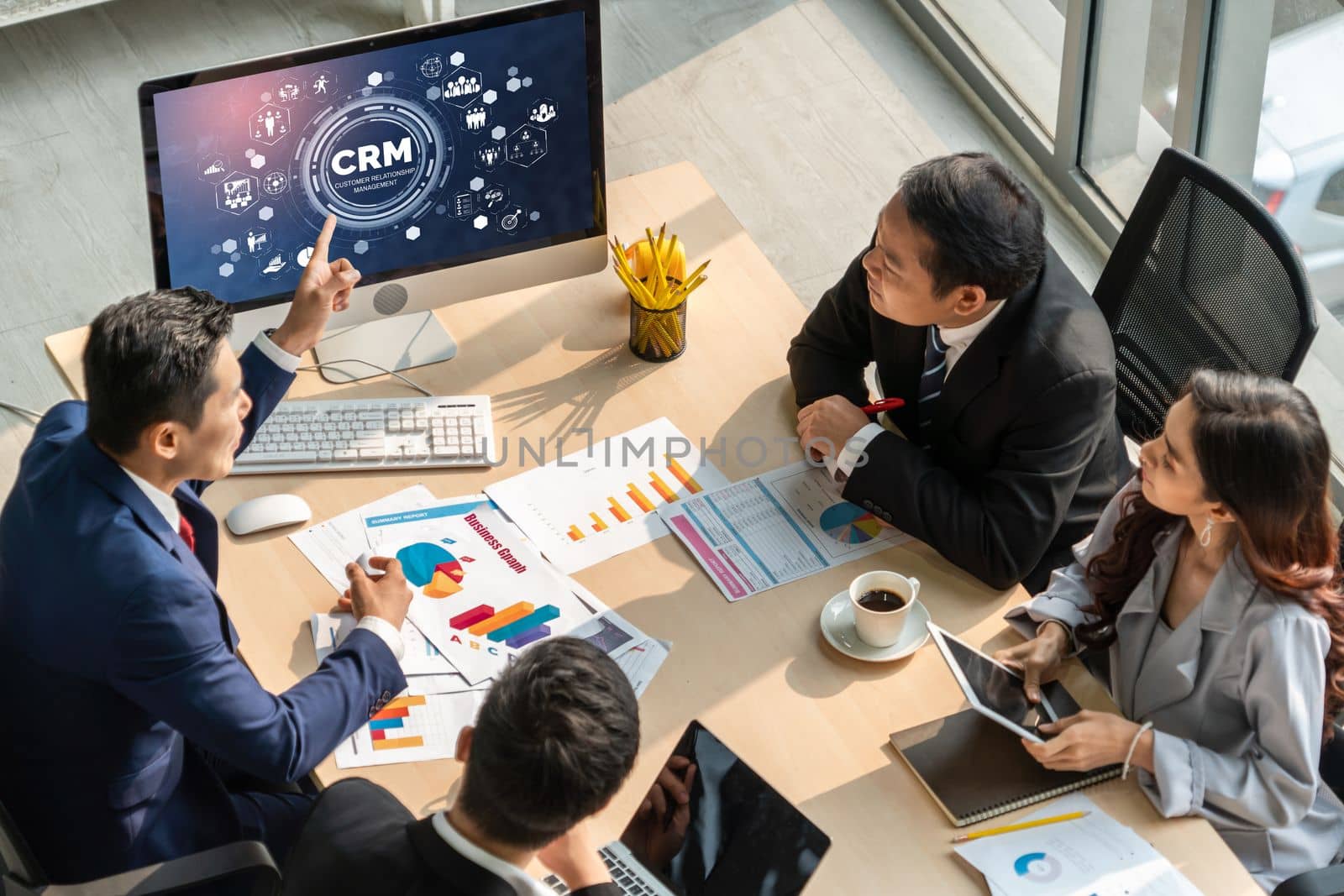 Customer relationship management system on modish computer for CRM business and enterprise
