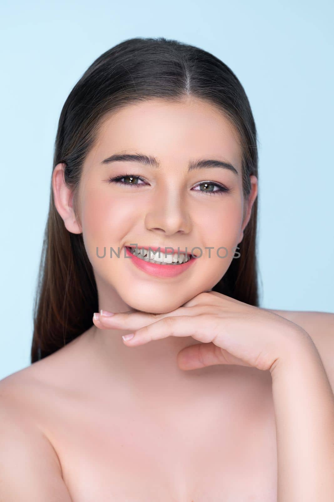 charming girl with flawless skin portrait for beauty and cosmetic concept. by biancoblue