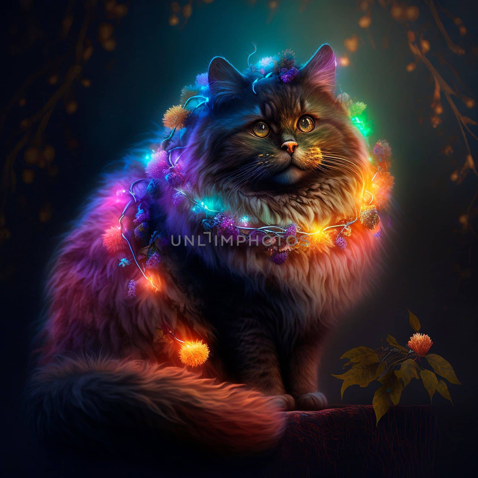 Cat with a garland by NeuroSky