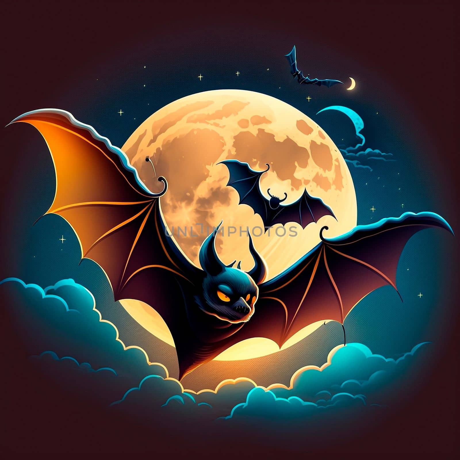 Cartoon image of a bat. High quality illustration