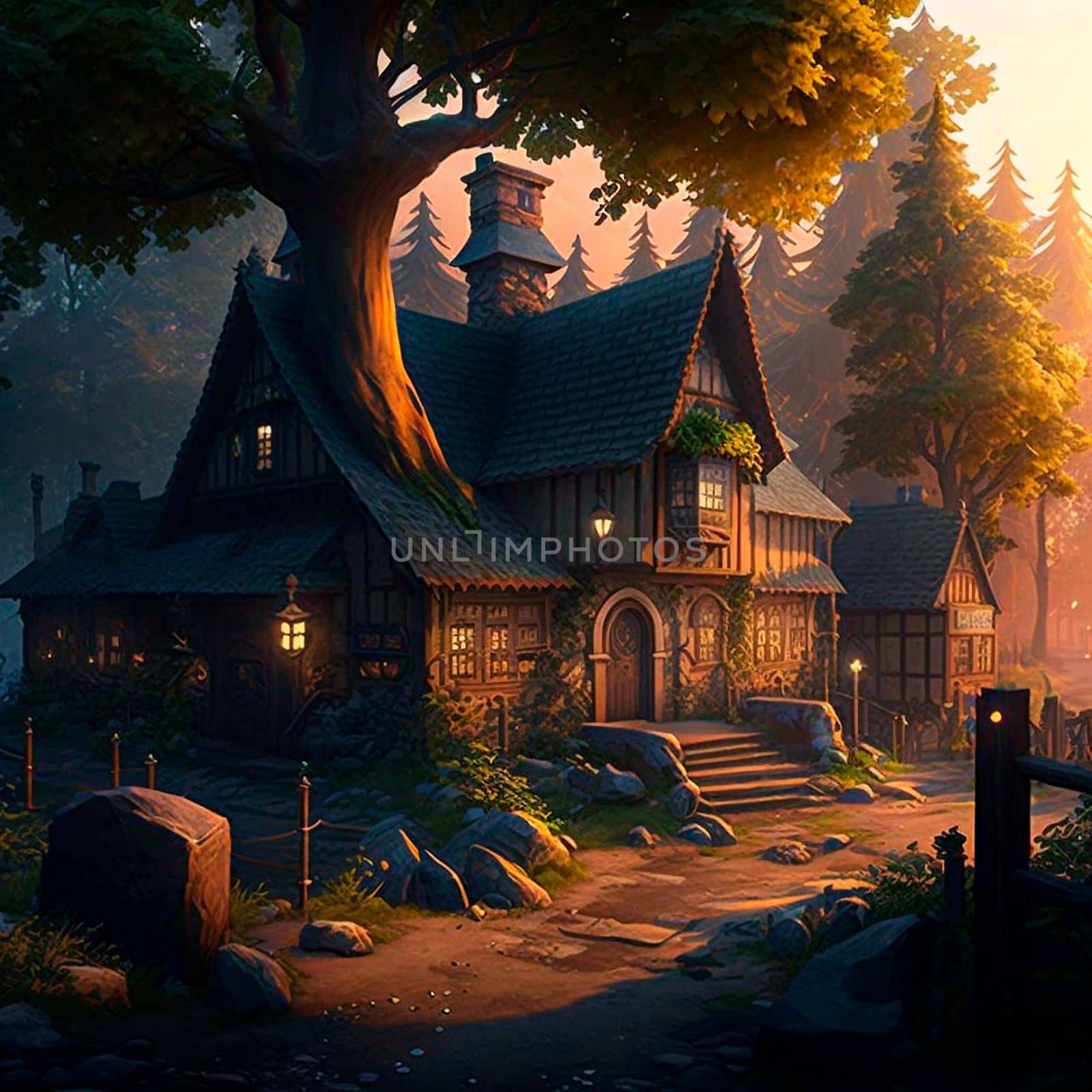 Cozy fairytale town in fantasy style by NeuroSky