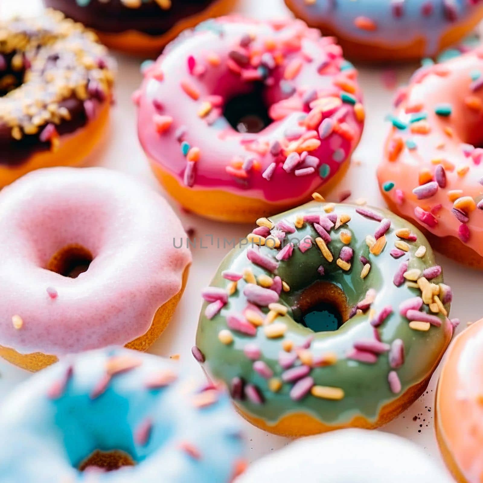 Background with donuts . High quality illustration