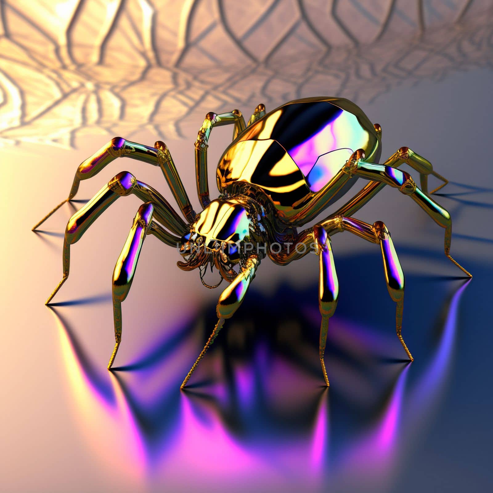 3d model of a pink and gold spider. Shiny , glossy figure by NeuroSky