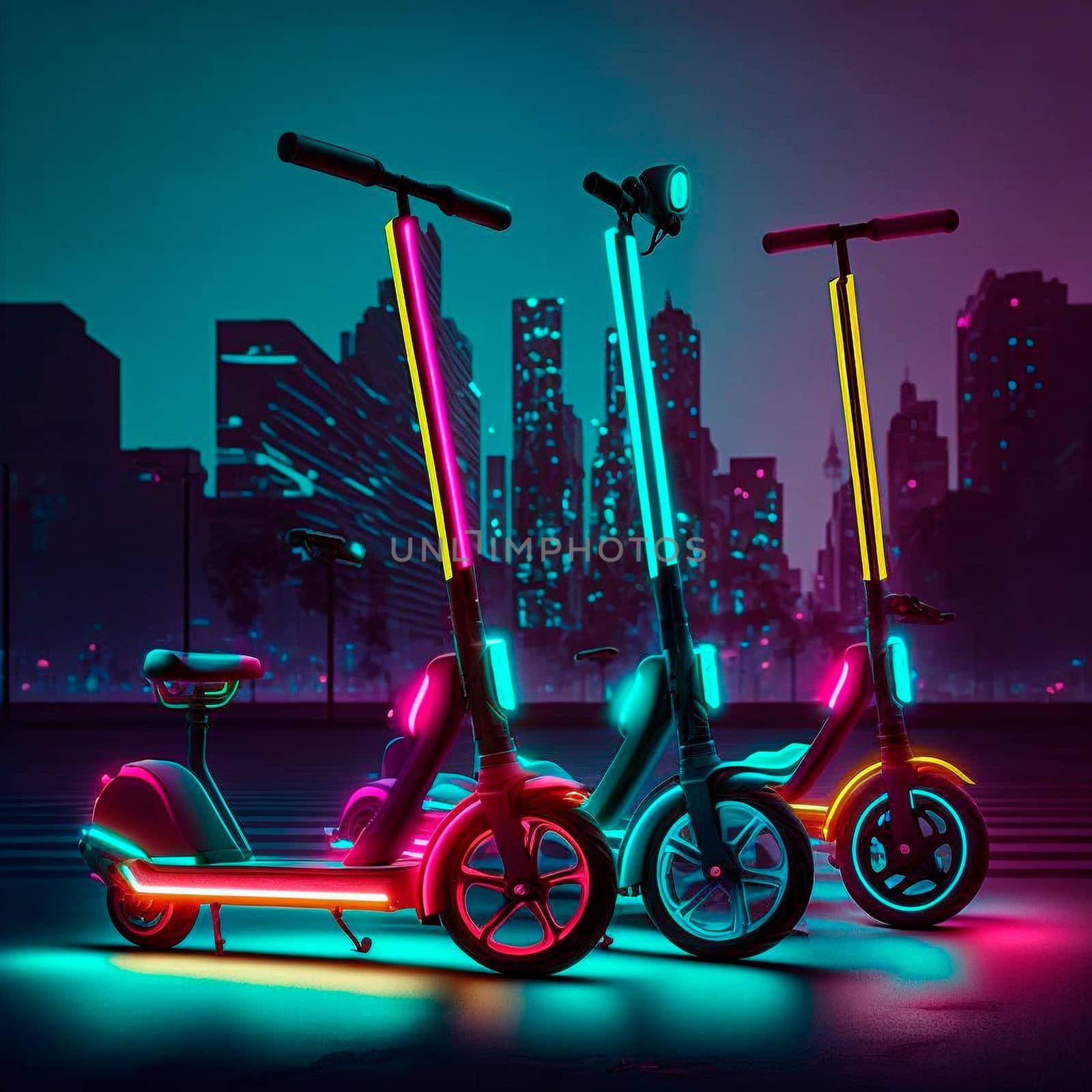 City scooters with neon lights by NeuroSky