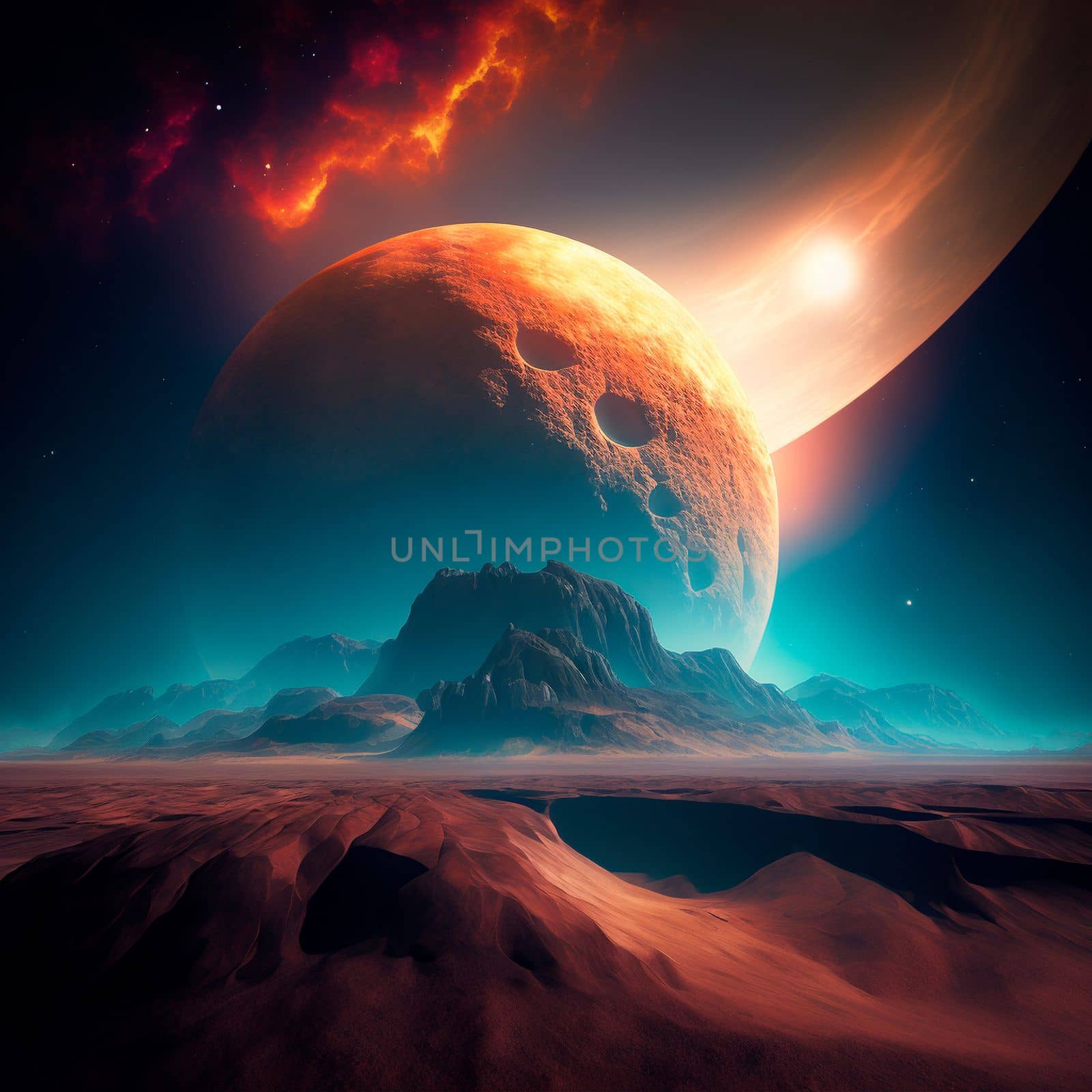 An unexplored planet in the sky. High quality illustration