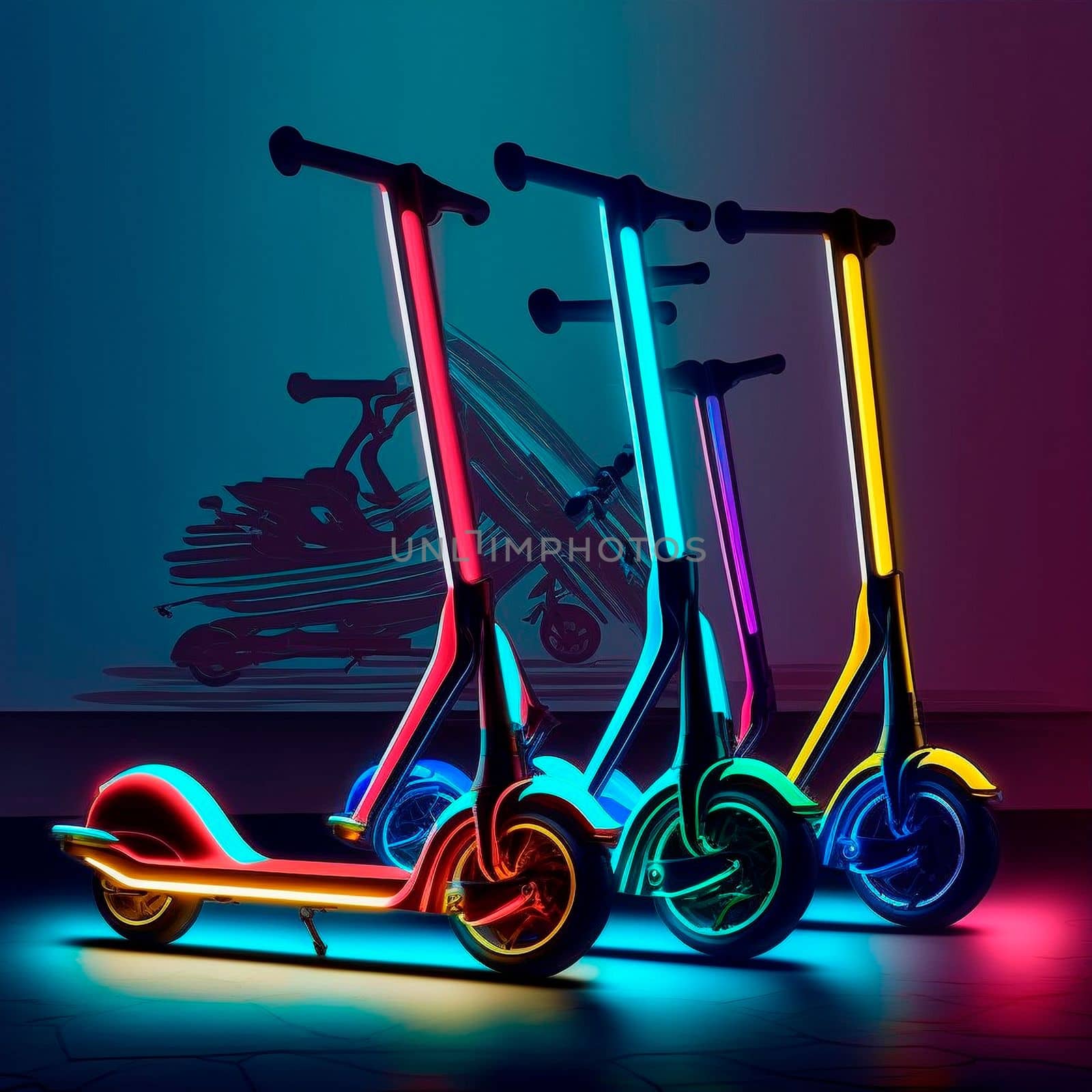 City scooters with neon lights by NeuroSky