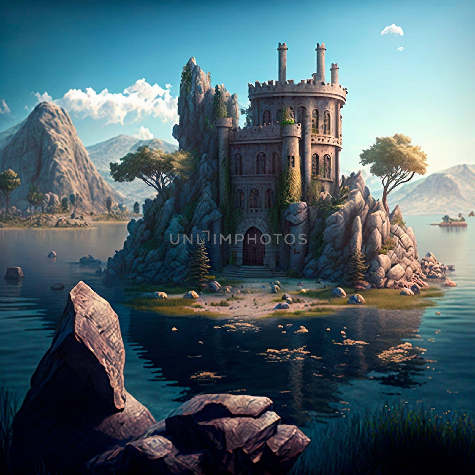 Mystical mysterious ruins on the lake islands by NeuroSky