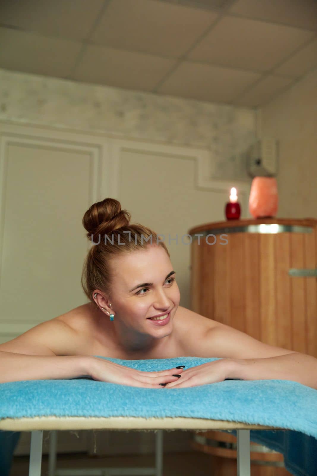 Girl relaxes in the spa salon before massage