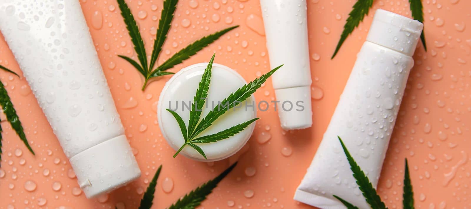 Cream of cannabis on a light background. Selective focus. Nature.