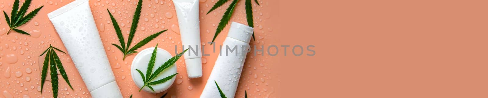 Cream of cannabis on a light background. Selective focus. by mila1784