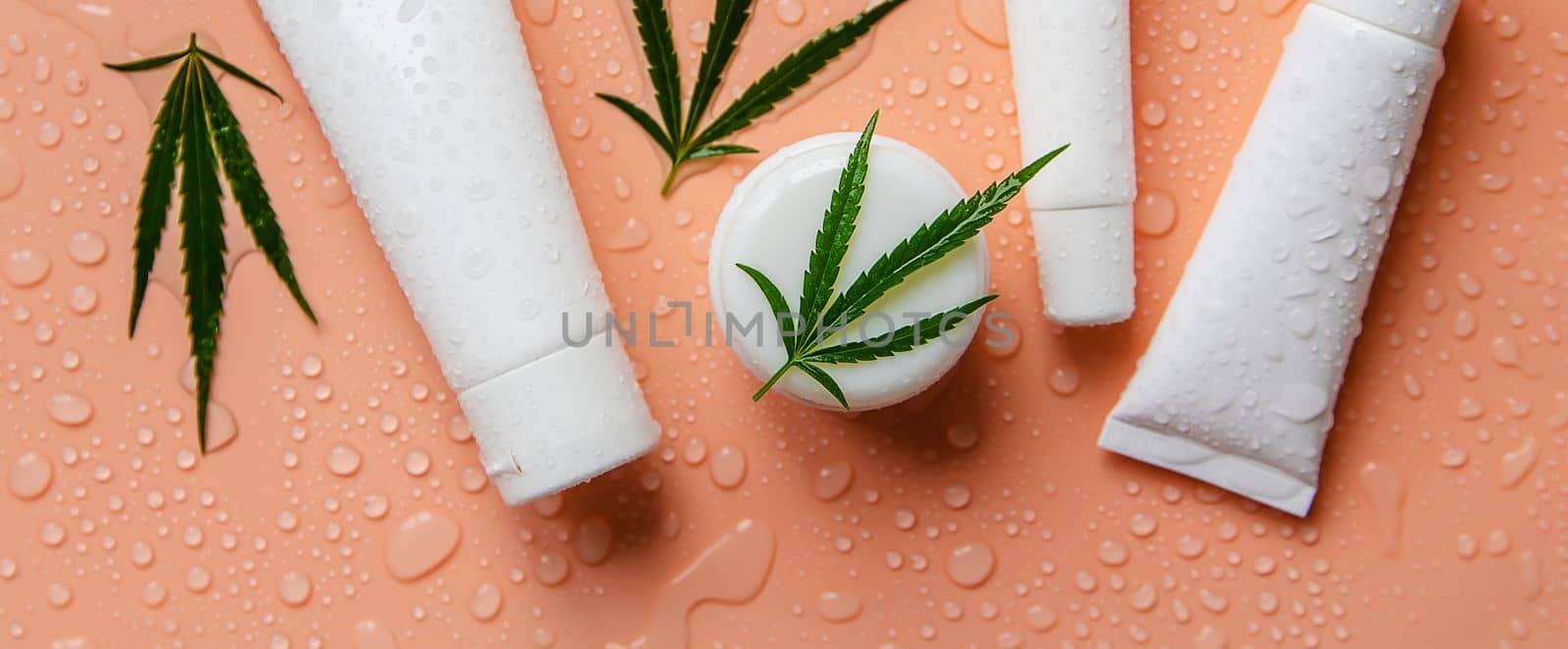 Cream of cannabis on a light background. Selective focus. Nature.
