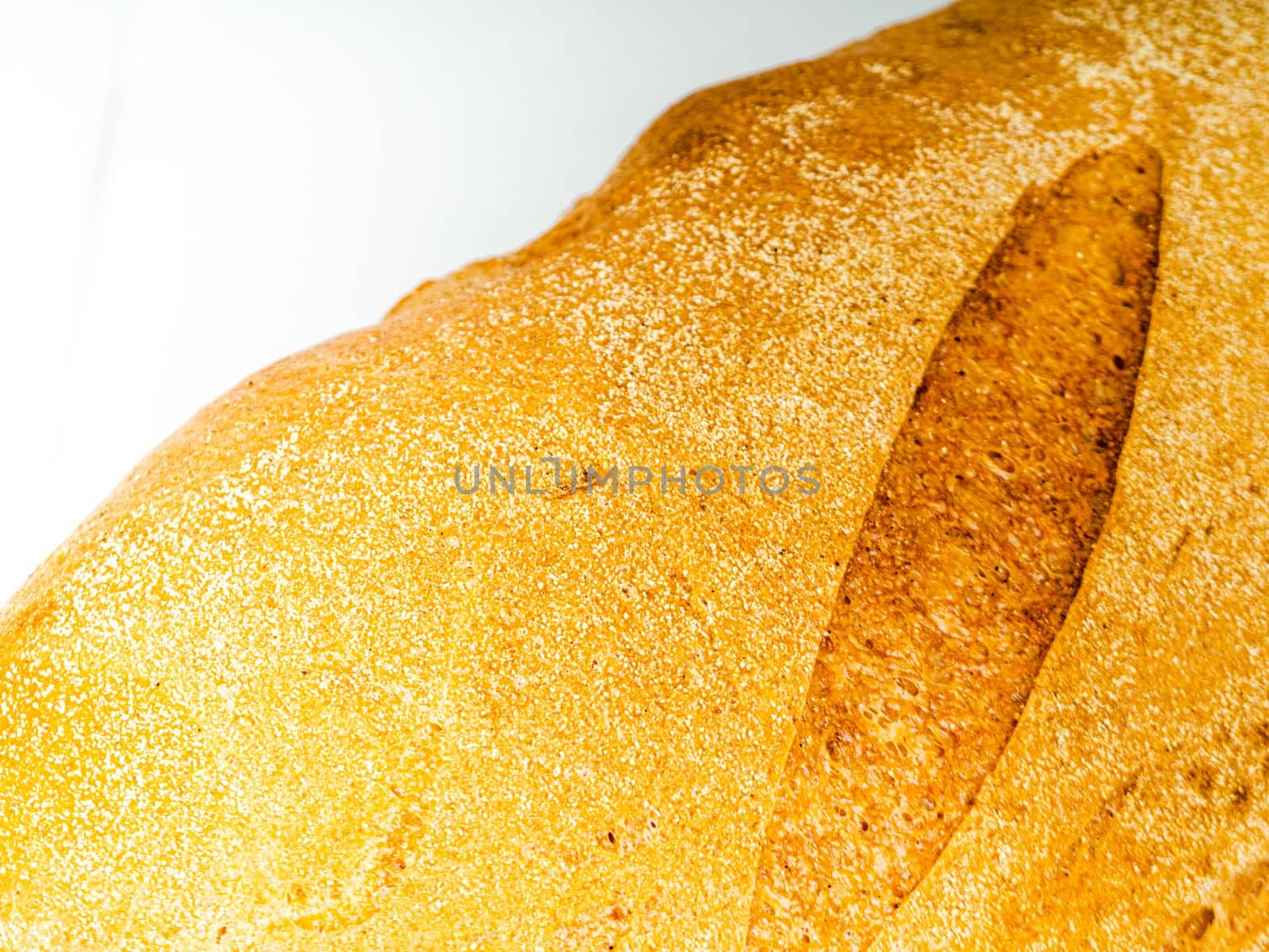 Isolated object on white background. Healthy baked bread, whole bread on white background.