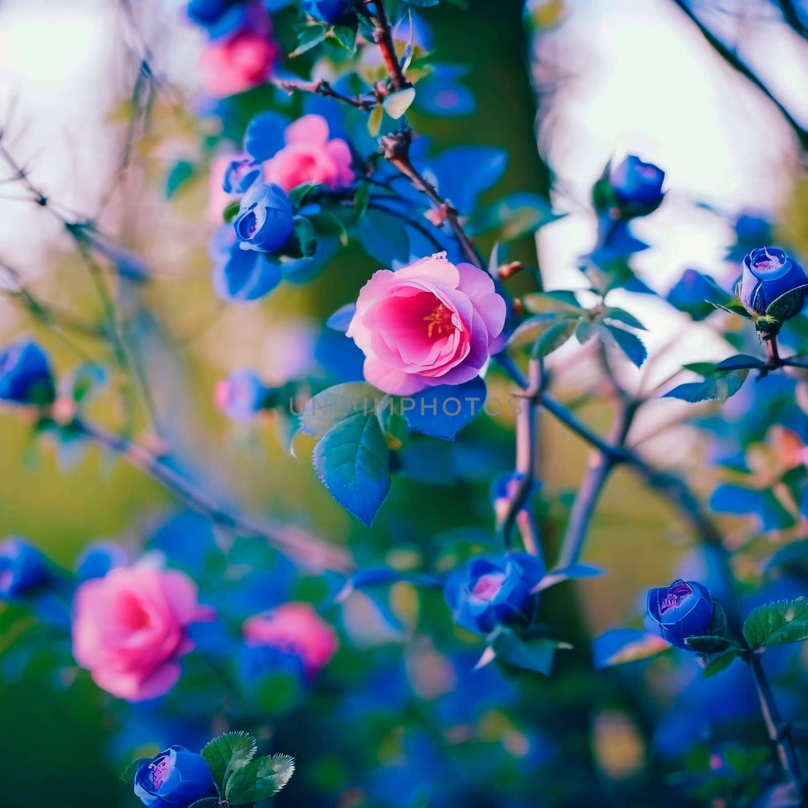 Wild rose with blue buds by NeuroSky