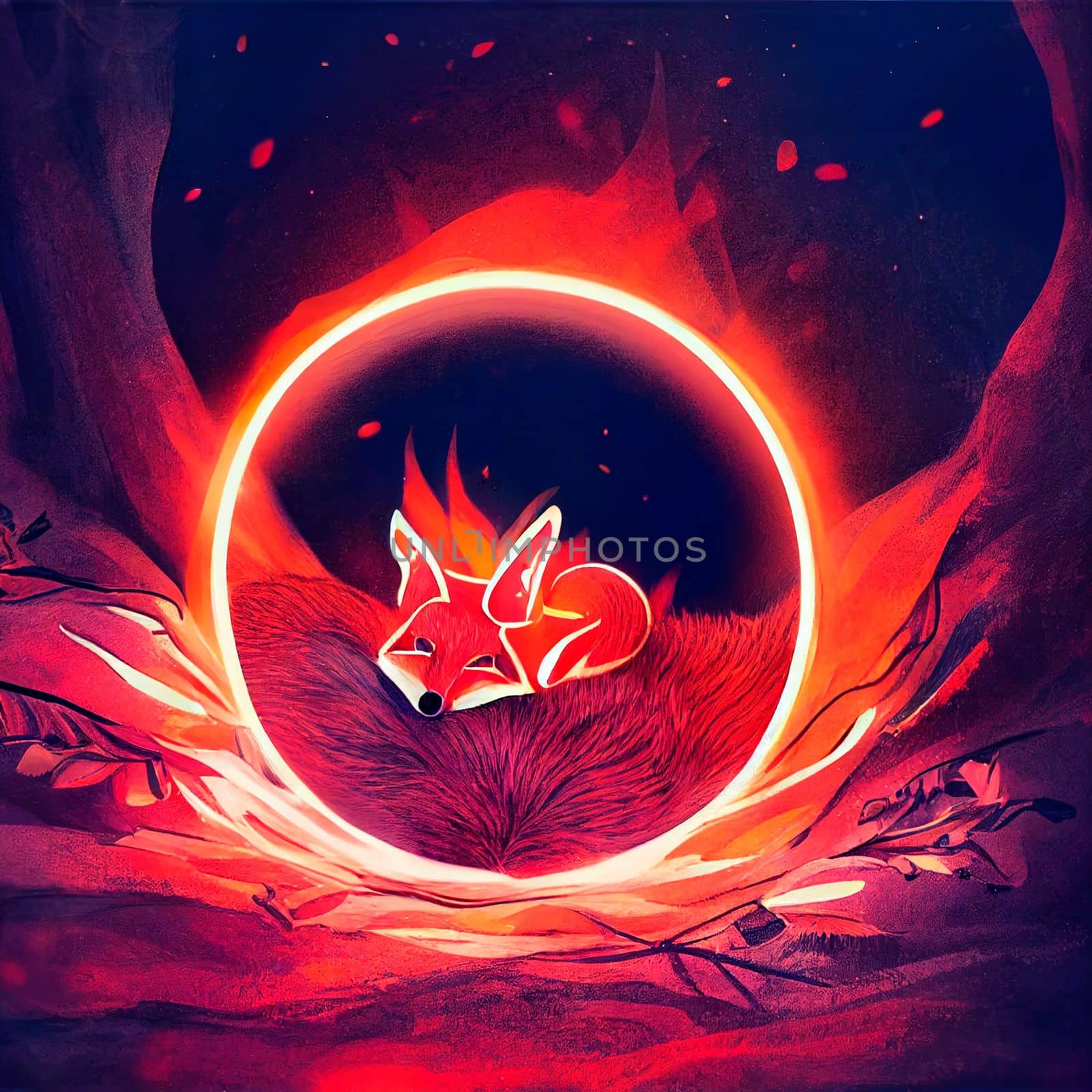 Abstract illustration of a fiery fox by NeuroSky