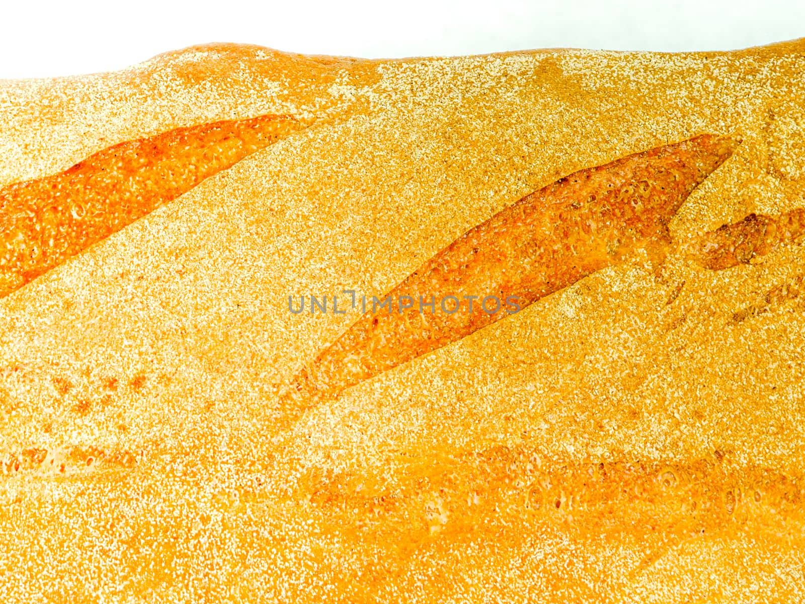 Isolated object on white background. Healthy baked bread, whole bread on white background.