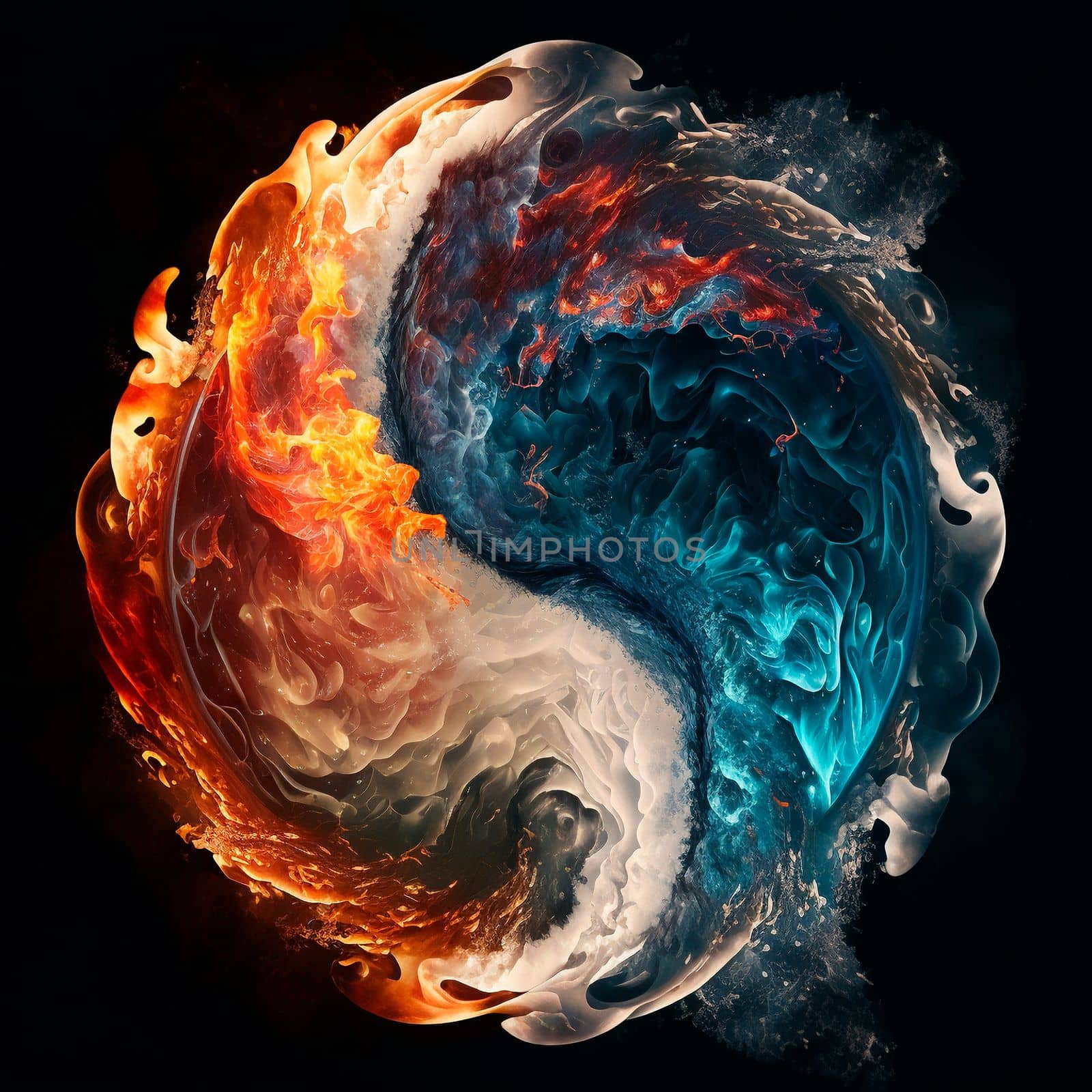 Fire and water. High quality illustration