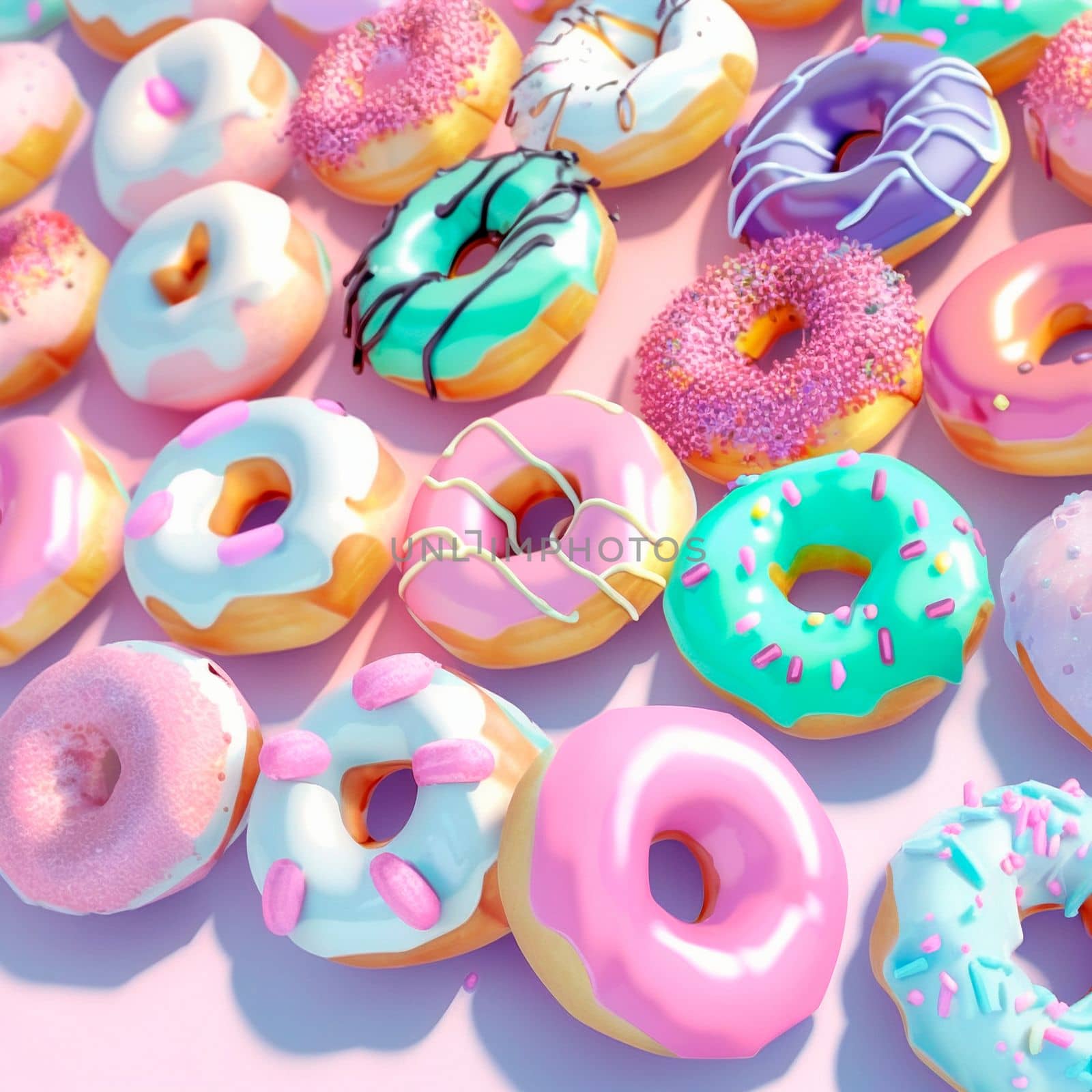 Background with donuts . High quality illustration