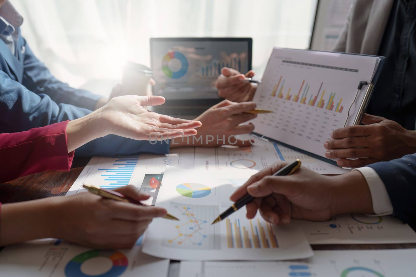 Close up Business team of financial analyze about company's graph profit. finance mistake, strategy, meeting concept by itchaznong