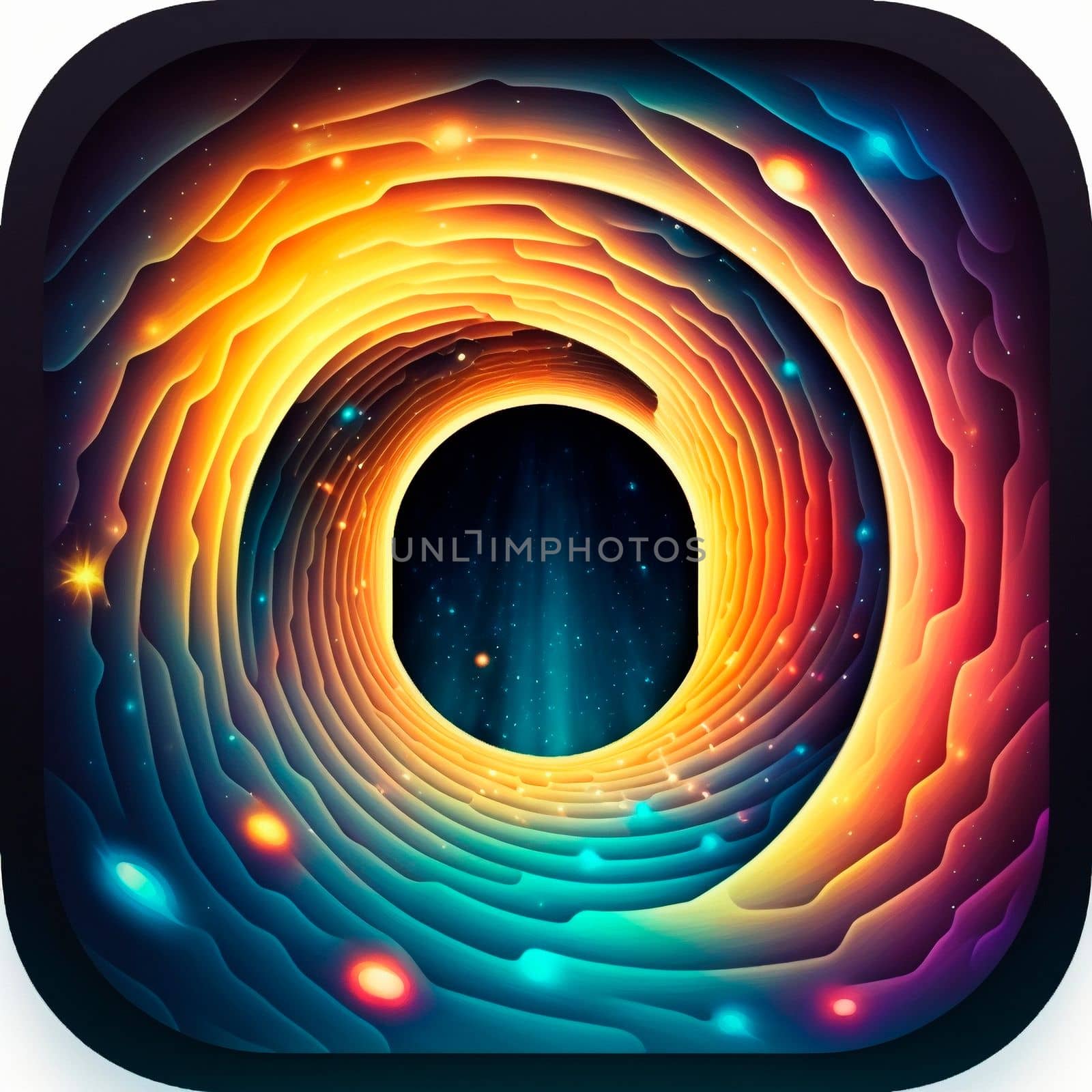 Hypnotic colorful tunnel. Square icon. High quality illustration