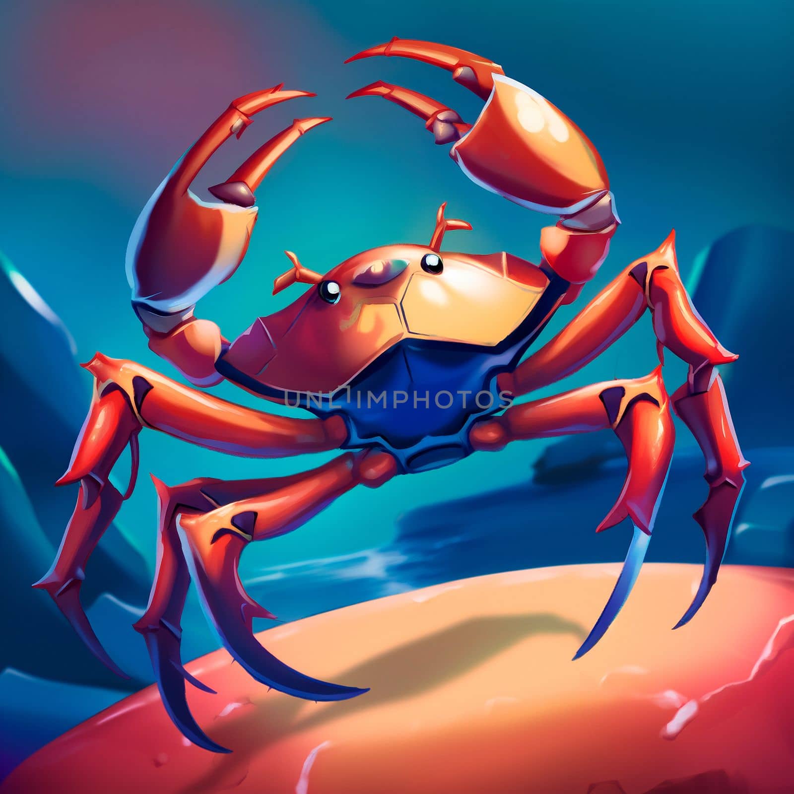 Crab in cartoon style. High quality illustration