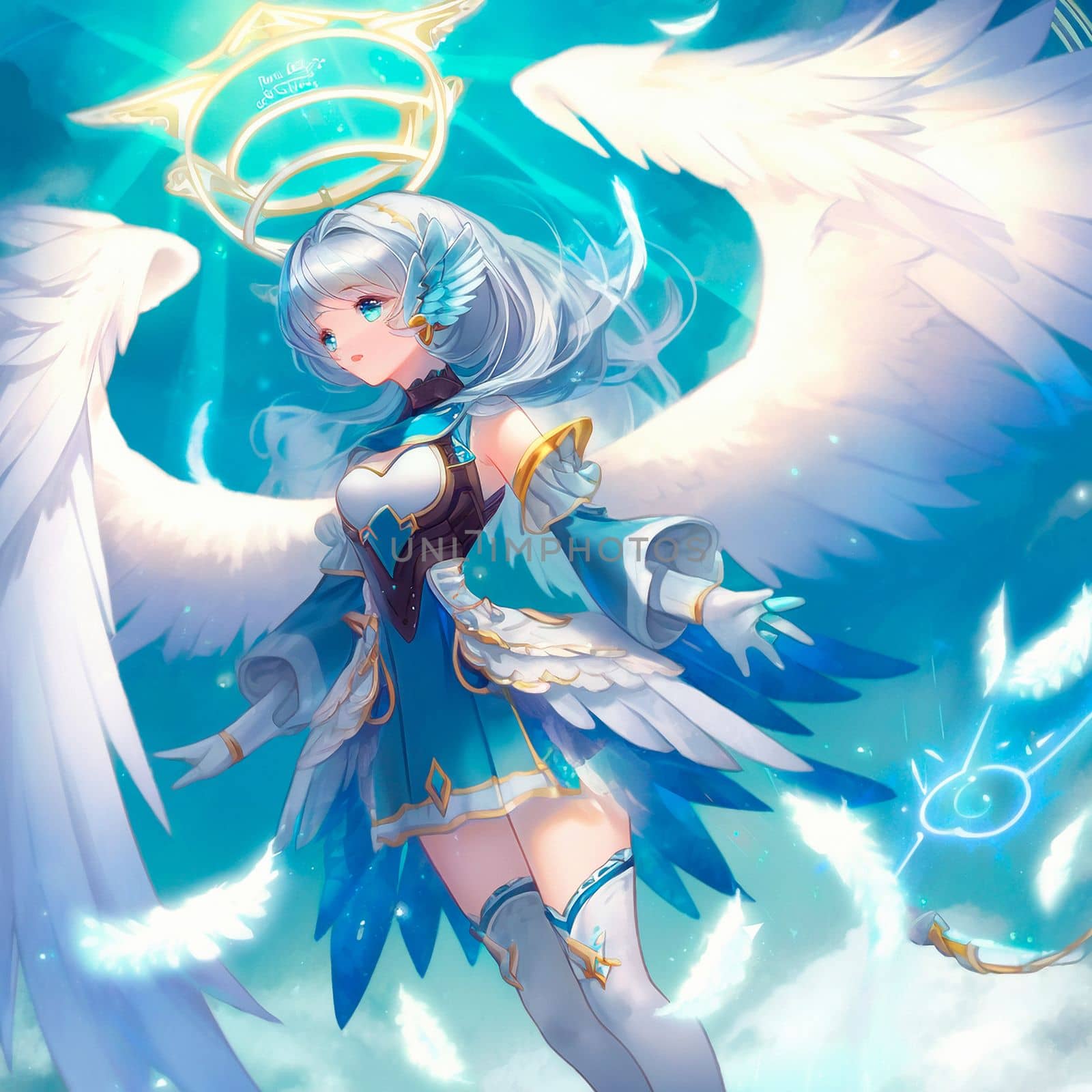 Beautiful angel girl in anime style. High quality illustration