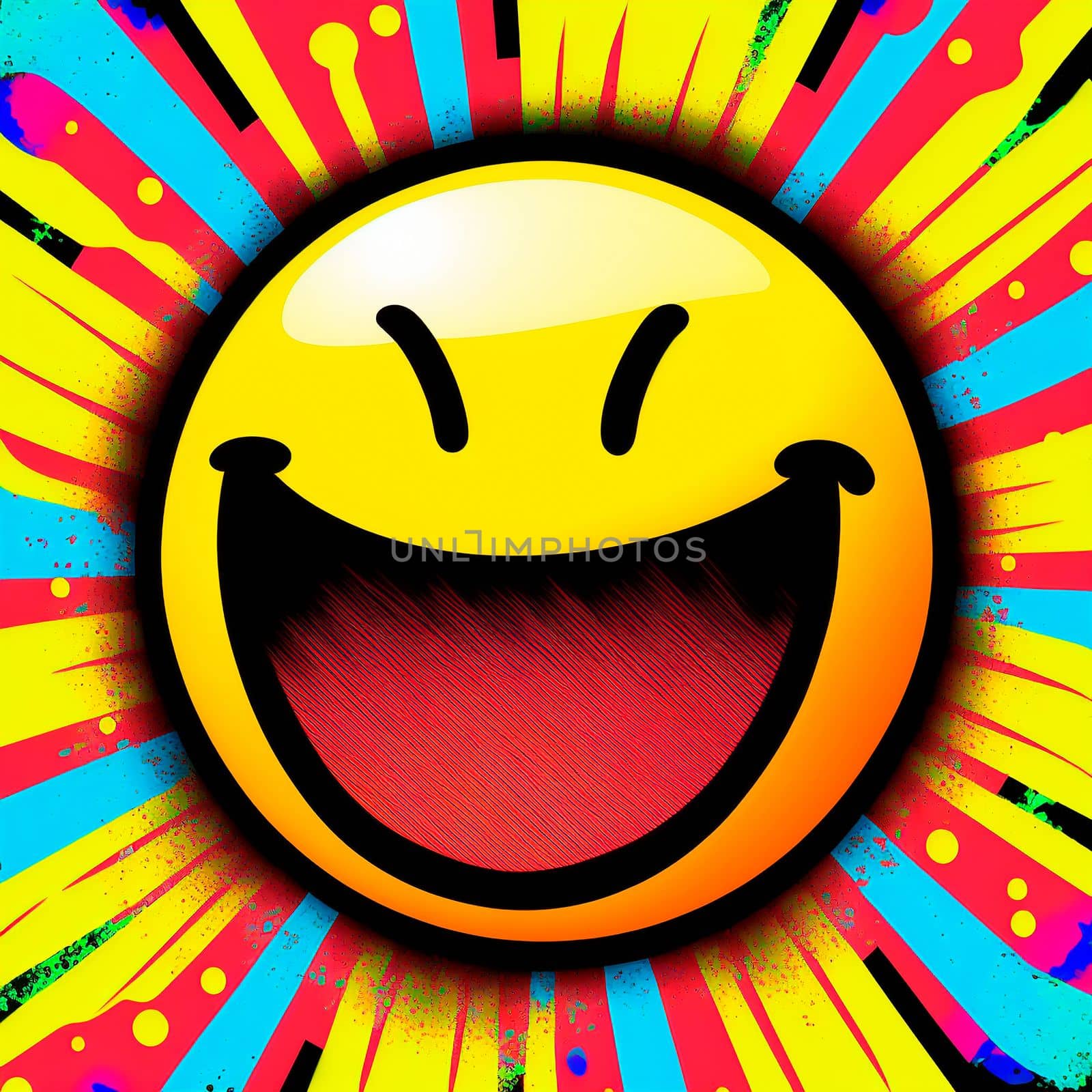 Colorful smiley face on a bright background. High quality illustration