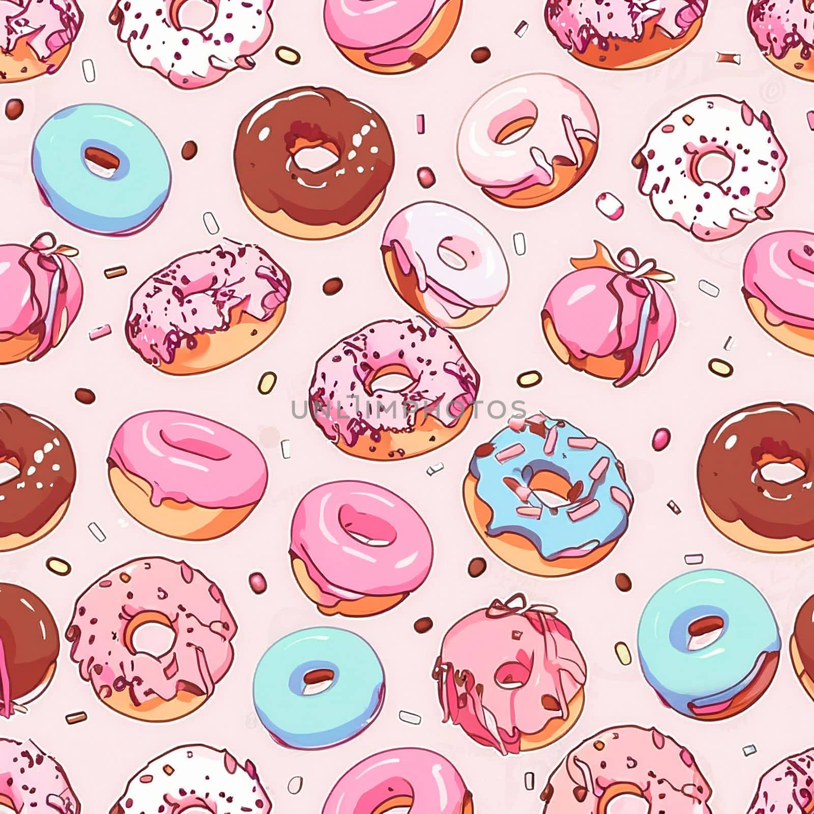 Background with donuts . High quality illustration