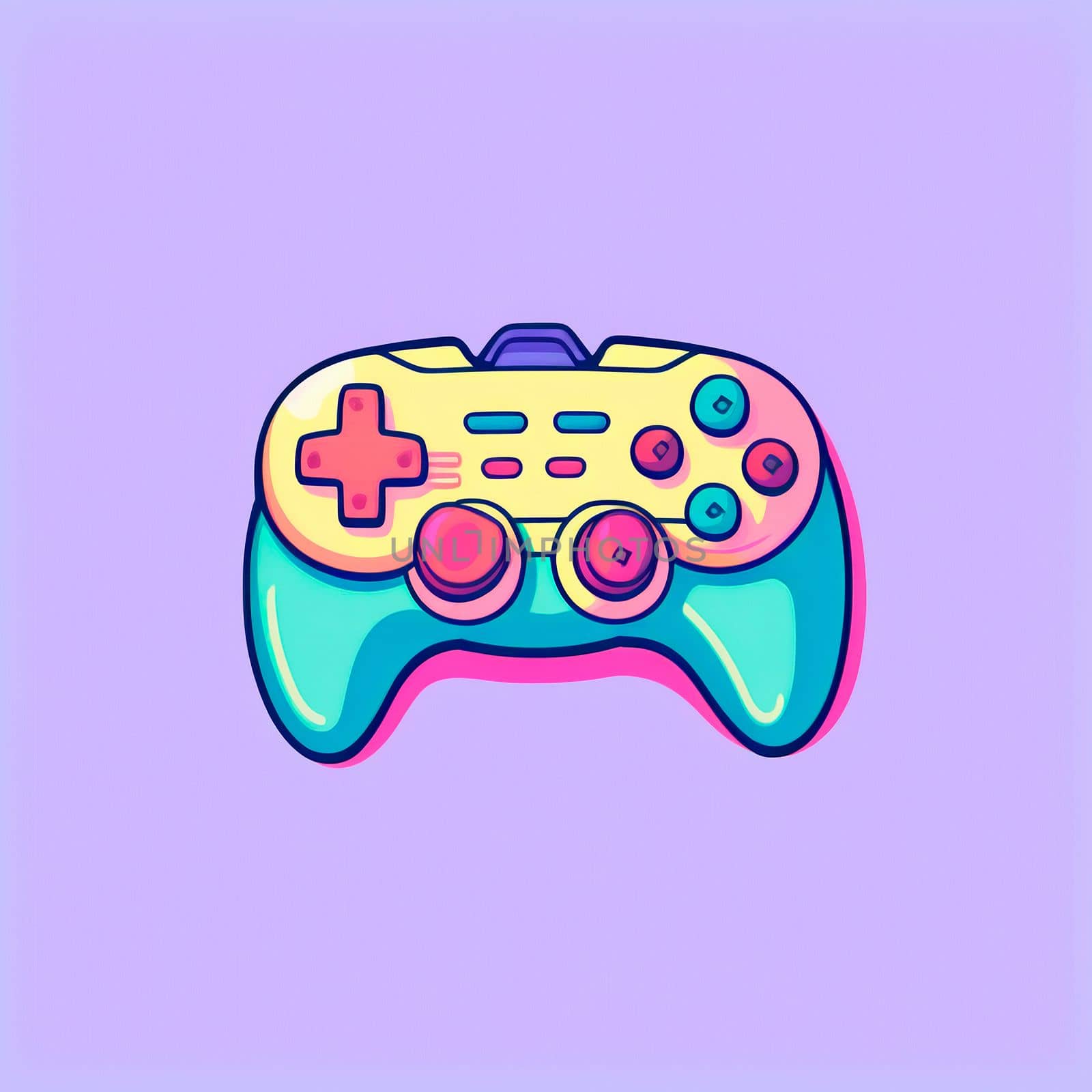 A gamepad in the style of pop art and anime. High quality illustration