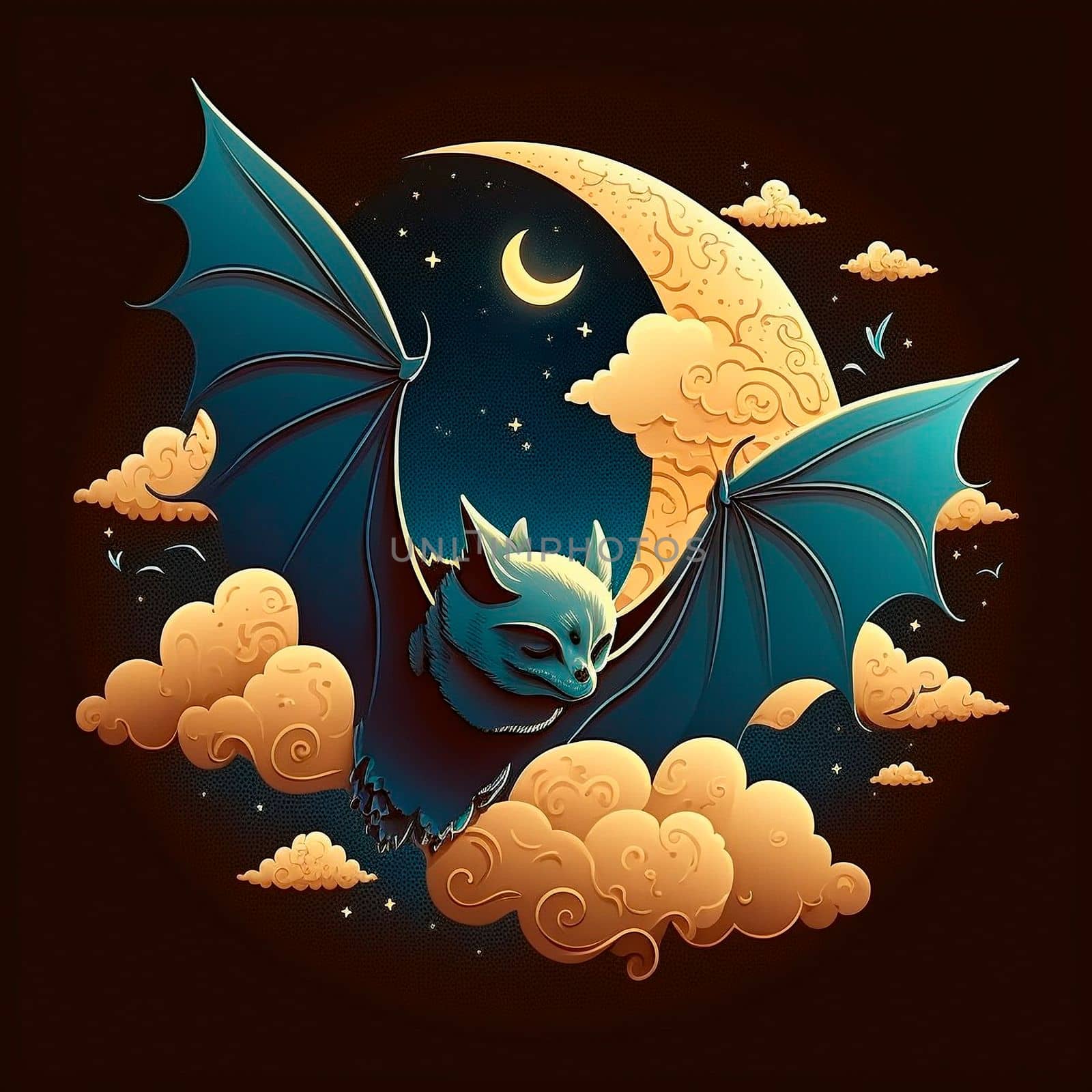 Cartoon image of a bat. High quality illustration