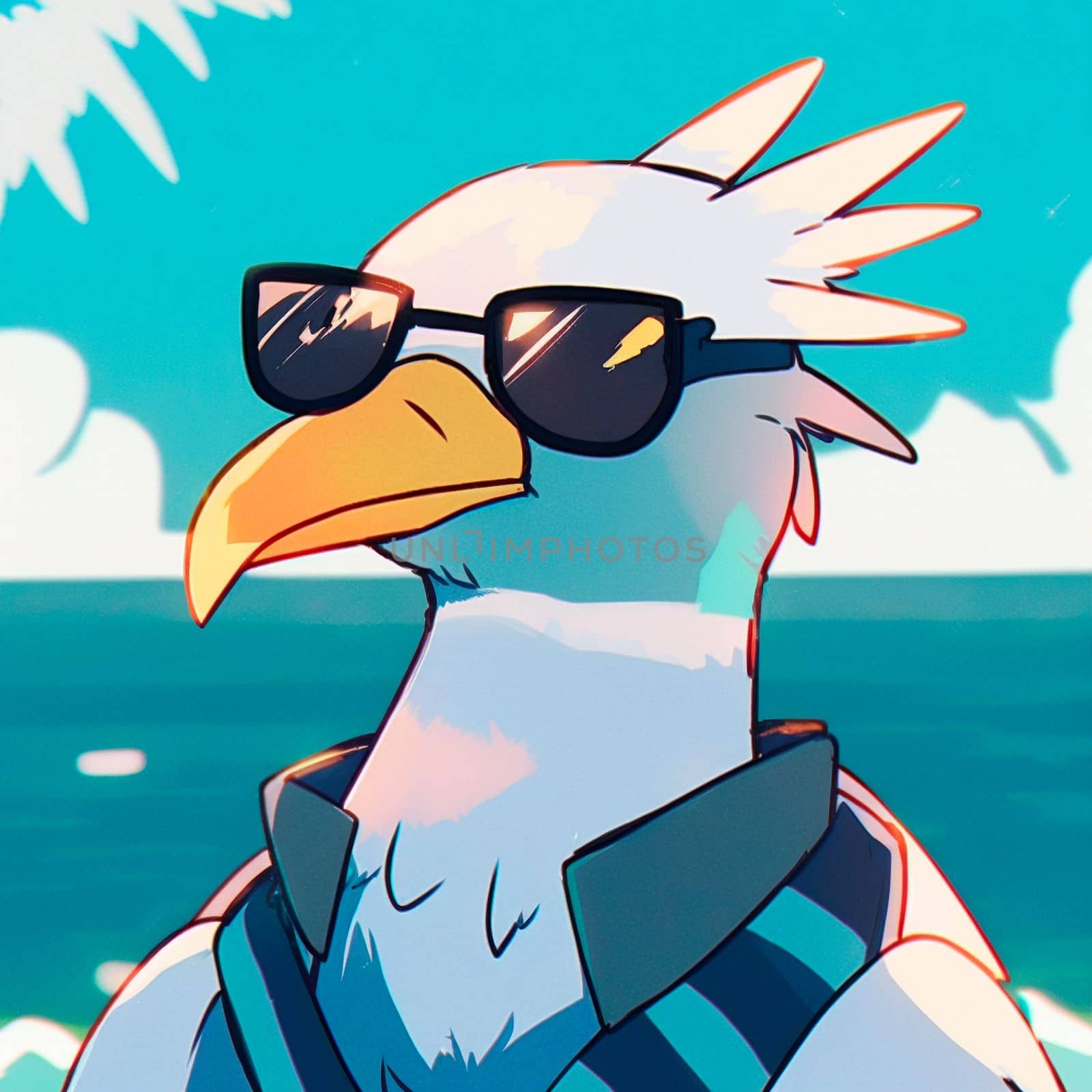 Seagull in sunglasses. High quality illustration