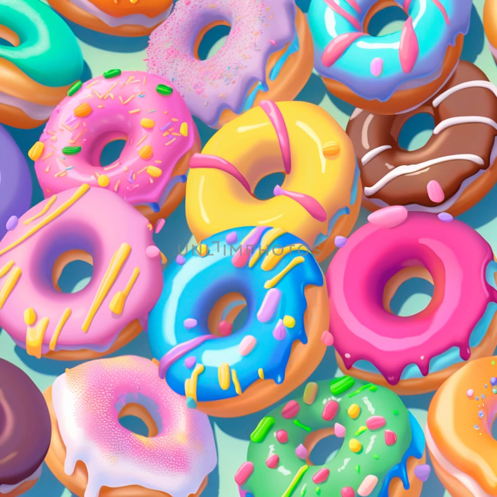 Background with donuts . High quality illustration