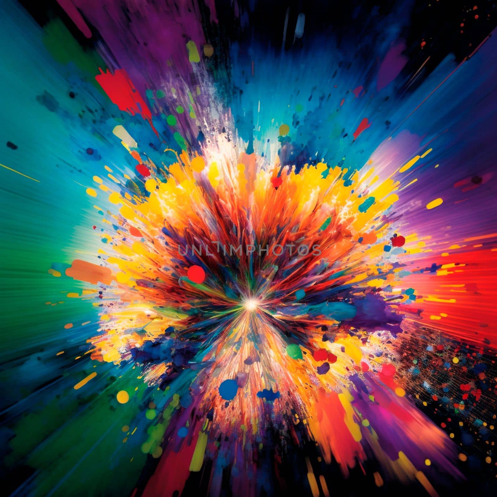 3d abstract explosion of bright colors. High quality illustration