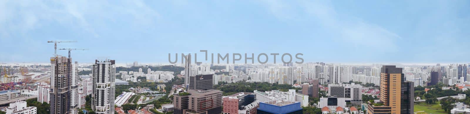 arial view of singapore city buildings sunny day ,