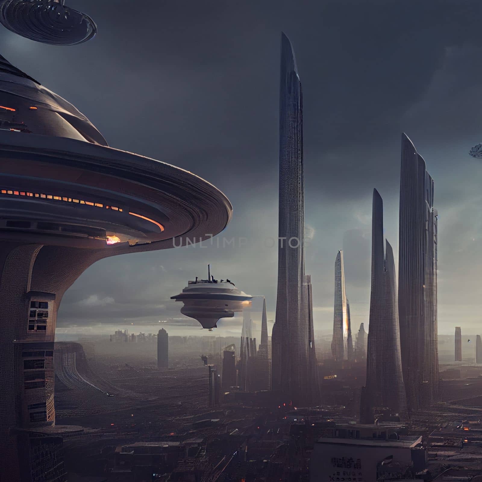 Wallpaper landscape abstraction the city of the future by studiodav