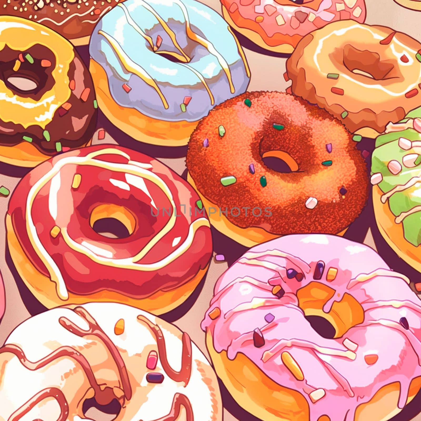 Background with donuts . High quality illustration
