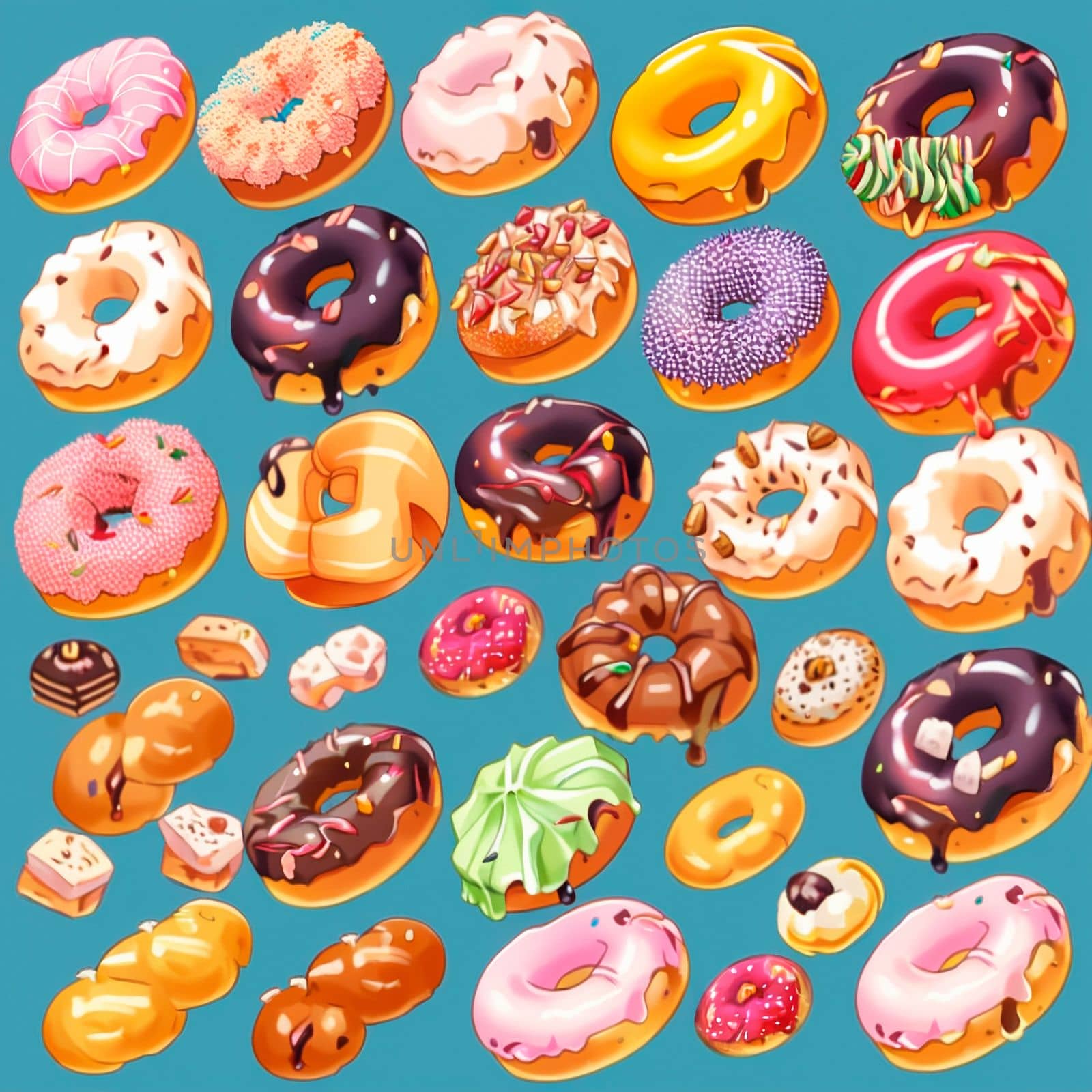 Background with donuts . High quality illustration