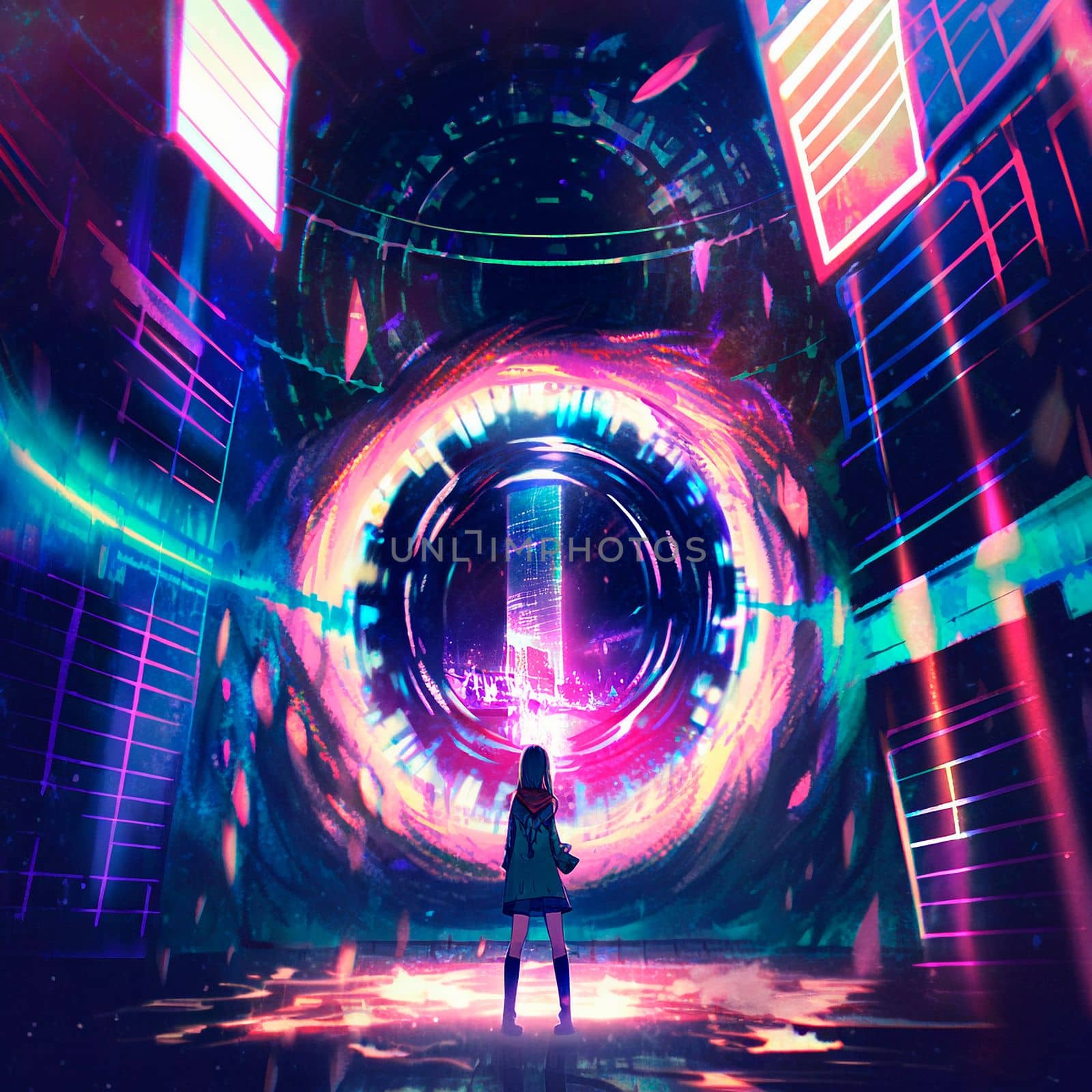 A girl in front of a mysterious anime-style porta by NeuroSky