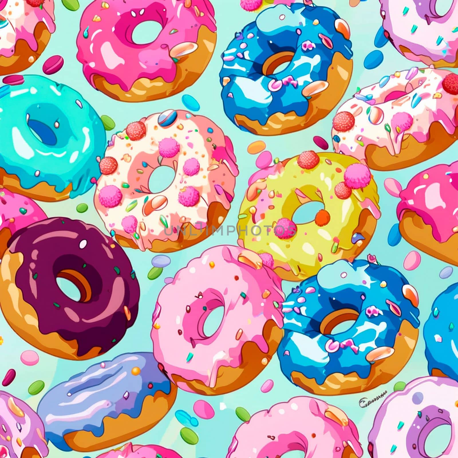 Background with donuts . High quality illustration