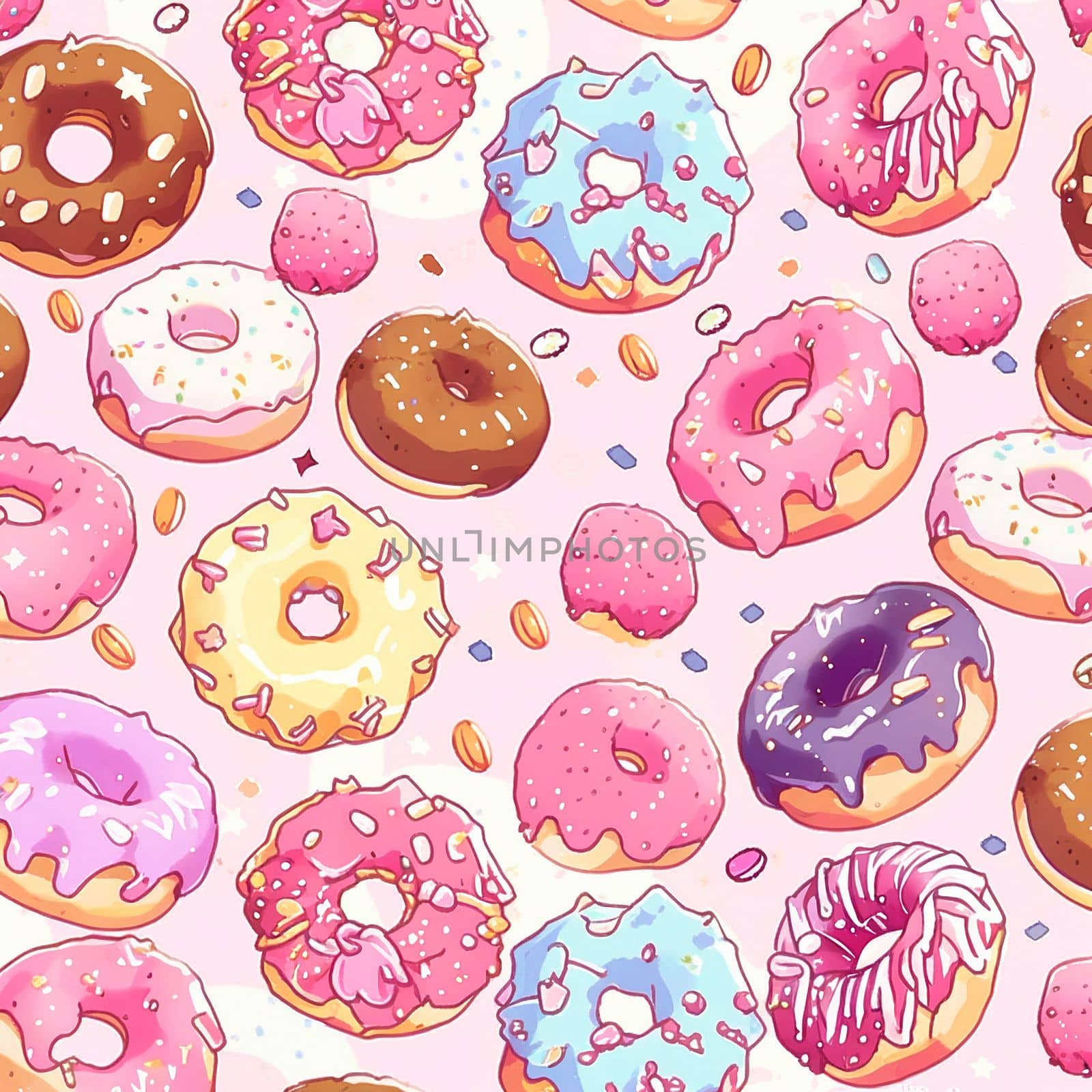 Background with donuts . High quality illustration