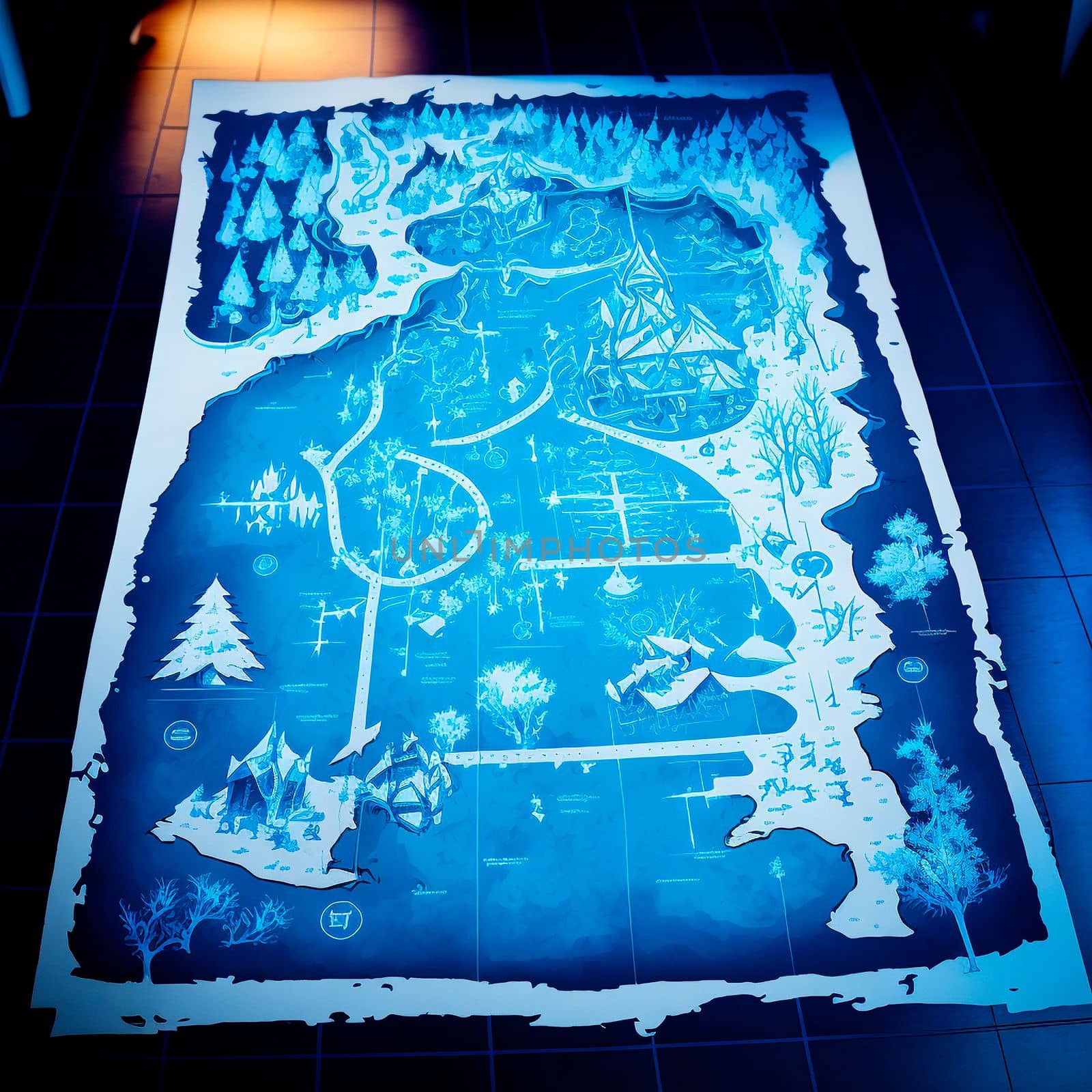 beautiful blue treasure and island map, travel map by NeuroSky