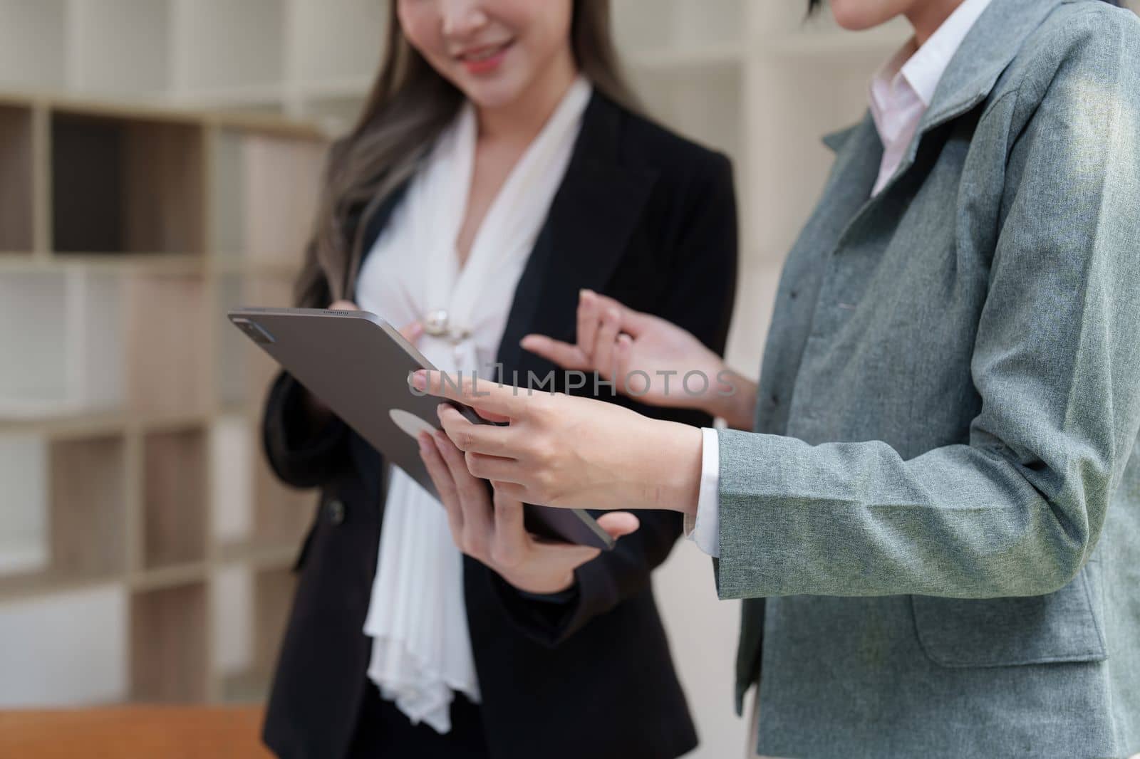 Group of business consultant working management big data and analyze financial document of company.