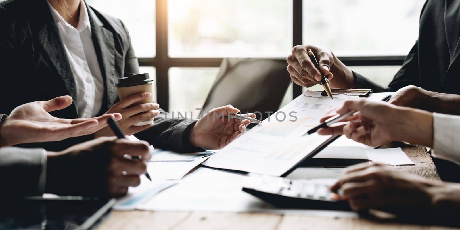 Business team meeting and presenting business results discussion and analysis data chart and graph, finance and accounting. Business performance concept