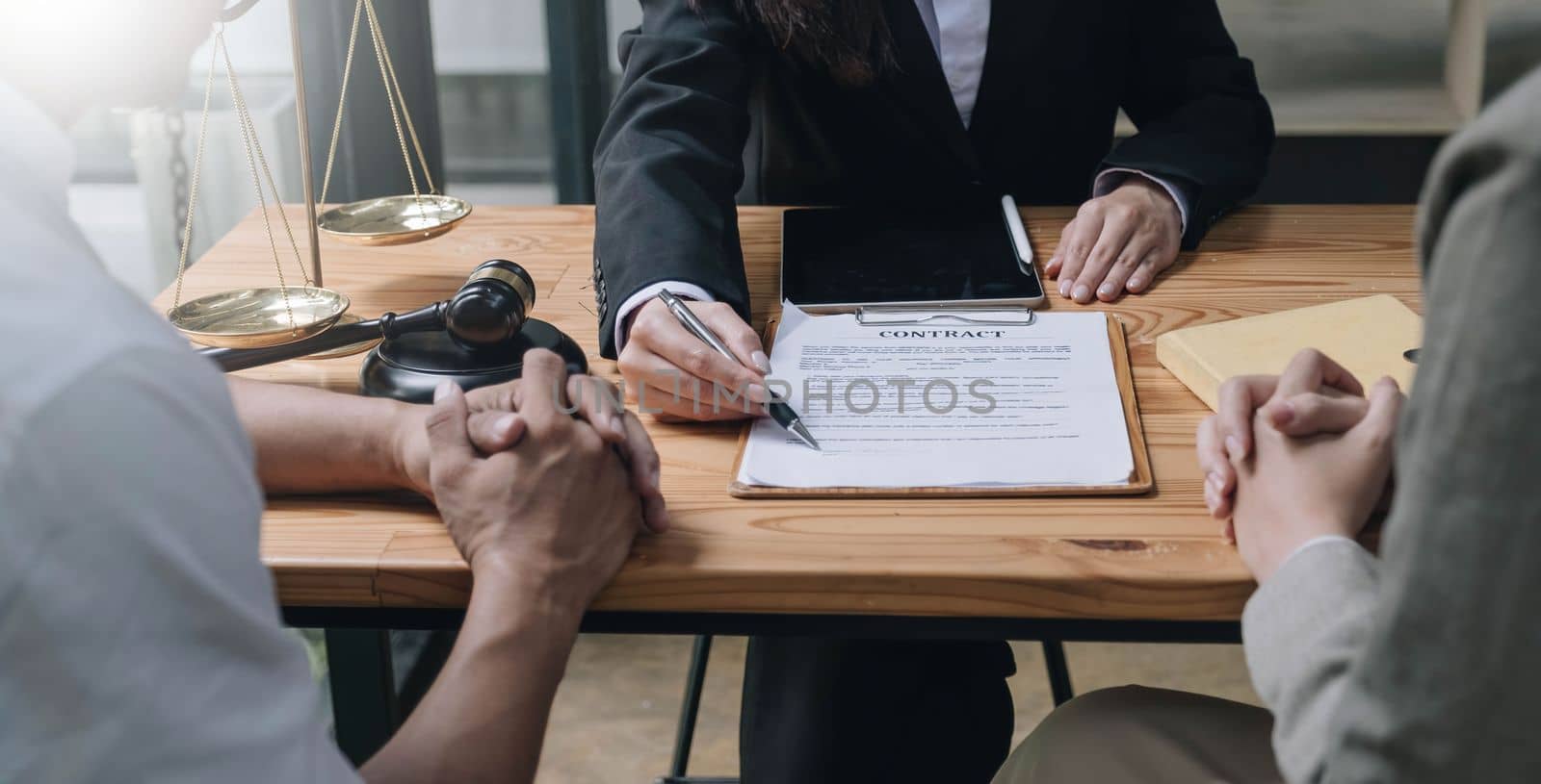 Businessman and lawyer discuss the contract document. Treaty of the law. Sign a contract business..