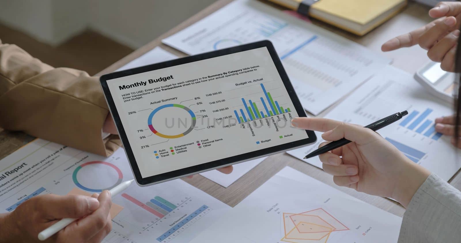 Business team professional investor working analysis data for new startup project on digital tablet. Finance meeting. by wichayada