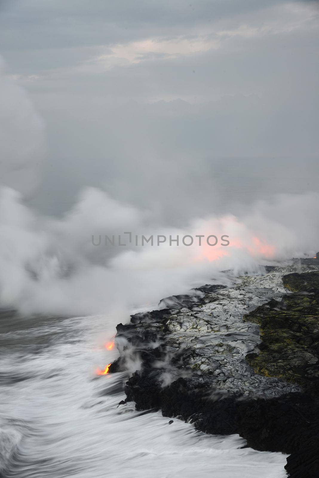 Lava entry to ocean at Big Island, Hawaii